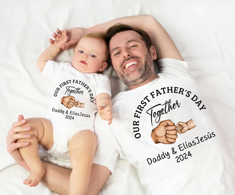 Personalized First Fathers Day Shirt, dad and Baby Matching Outfits, dad and Son Matching Shirts, Fathers Day Shirt