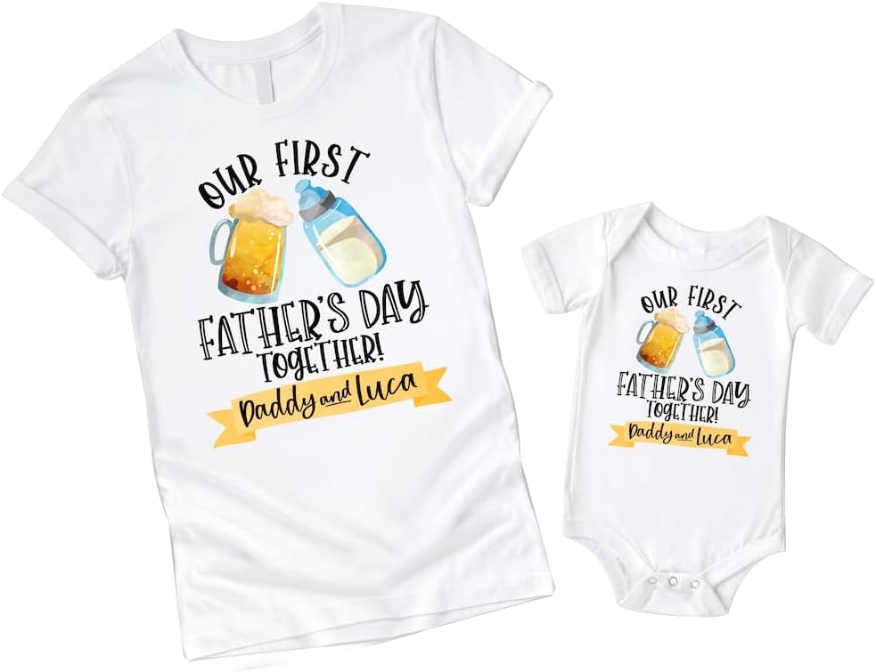 Personalized First Fathers Day Shirt, dad and Baby Matching Outfits, dad and Son Matching Shirts, Fathers Day Shirt