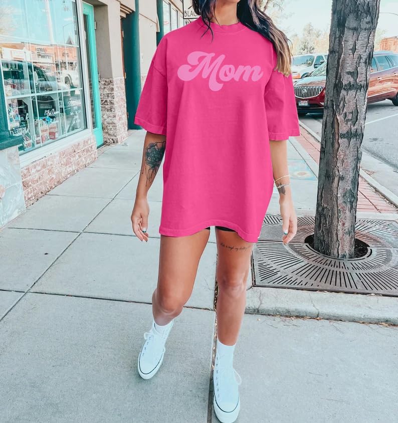 Women Oversized Mama Shirts Mom Letter Print Shirt Mama Gift Tees Mother\u2019s Day T Shirt Mommy Casual Short Sleeve Tops