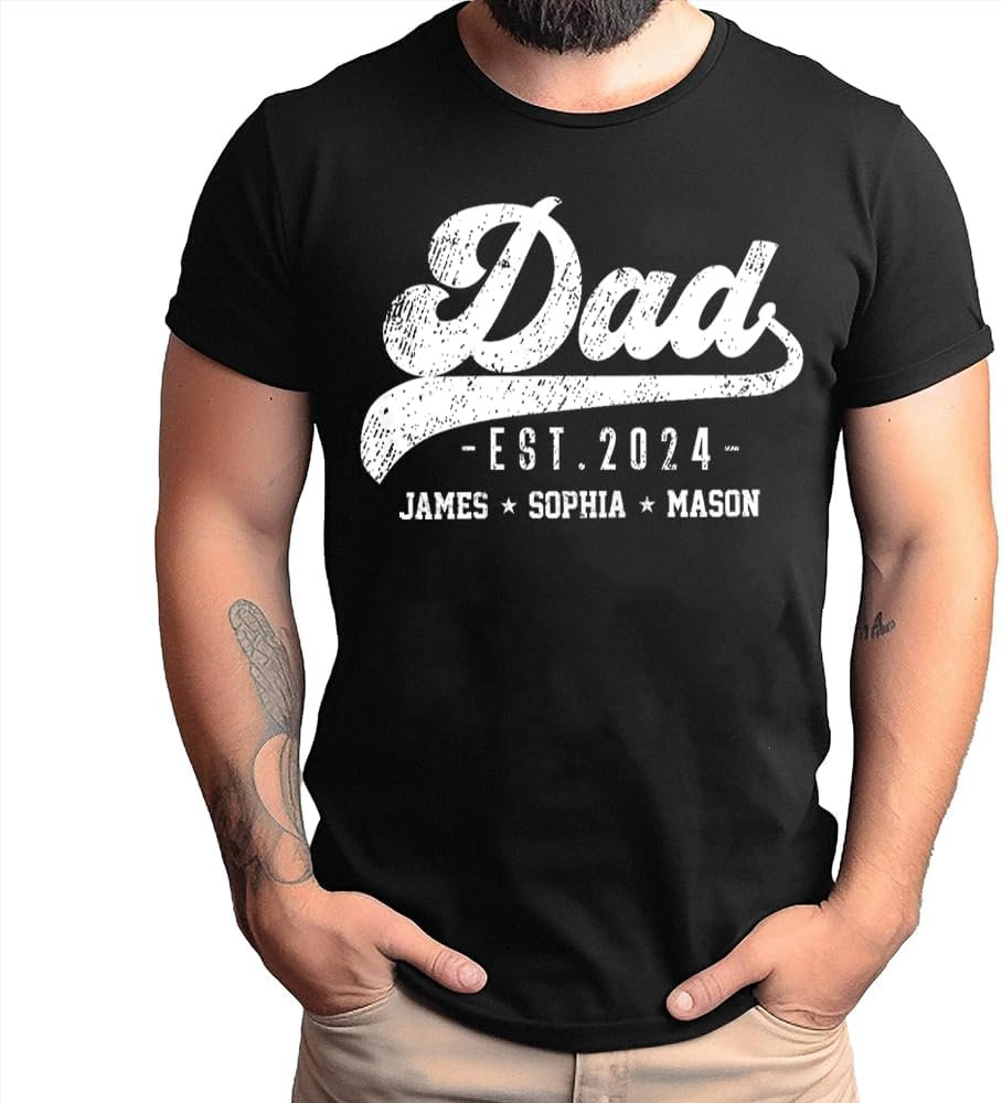 Personalized Shirt for Dad Shirt with Kids, Gifts for Dad Papa Shirts, Fathers Day Birthday Gifts, Gifts for Men Shirt
