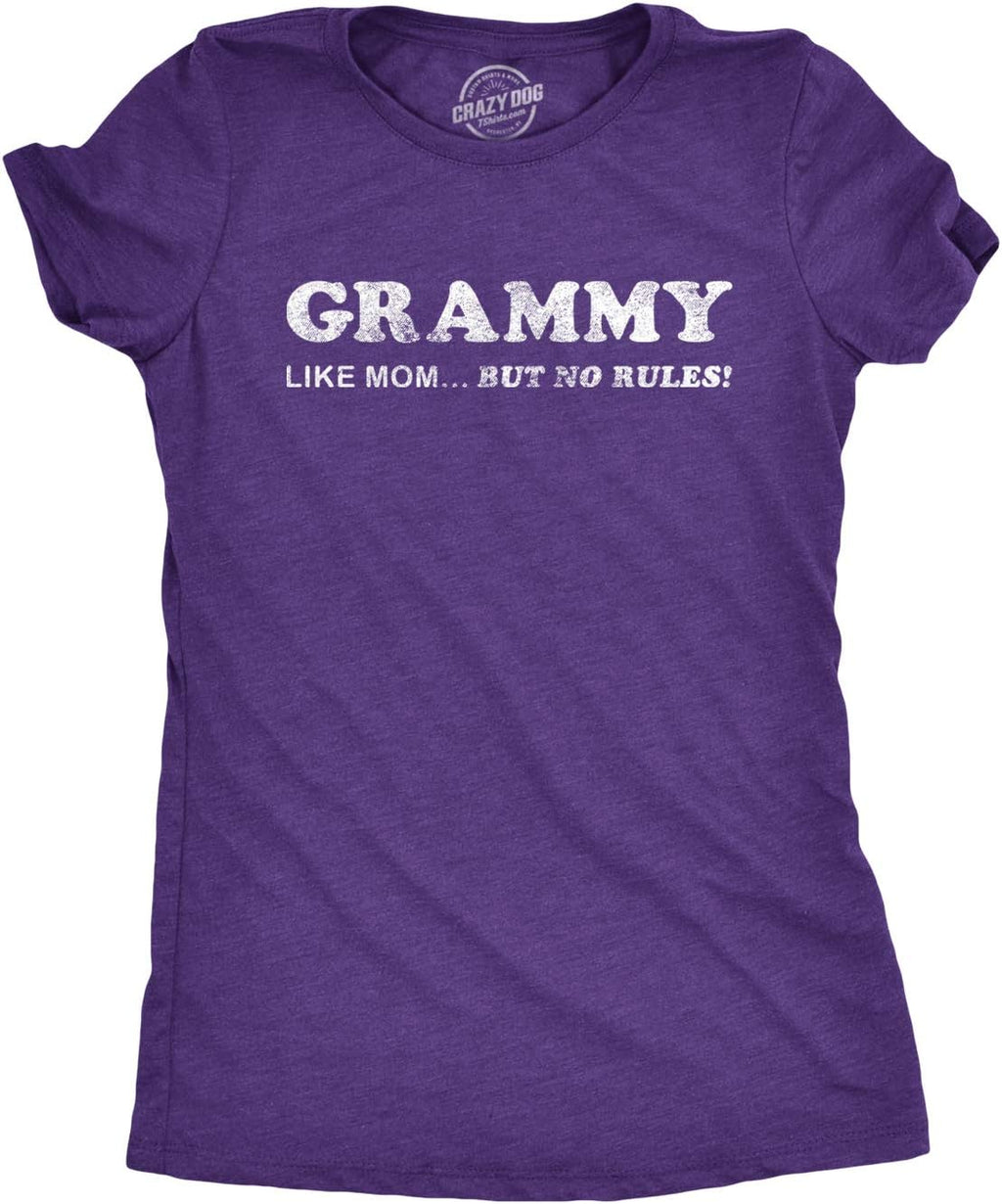 Womens Grammy Like Mom But No Rules Tshirt Funny Grandmother Tee
