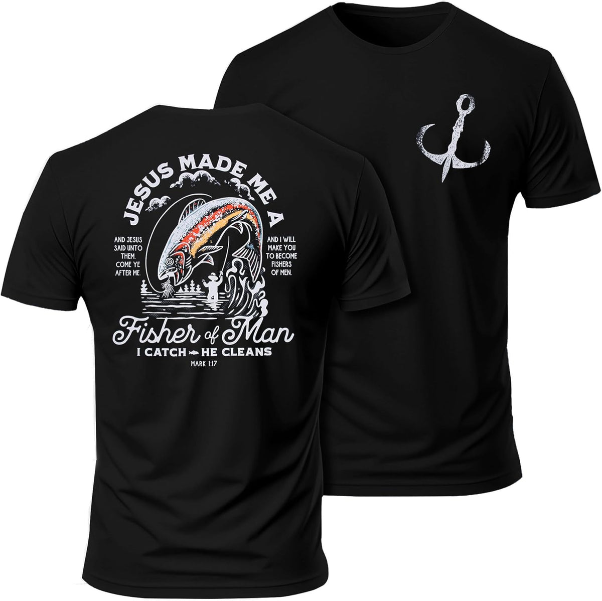 Dad Shirt for Men Christian Fishing Tees Father's Day Tshirt Papa Birthday Gift Short Sleeve Top