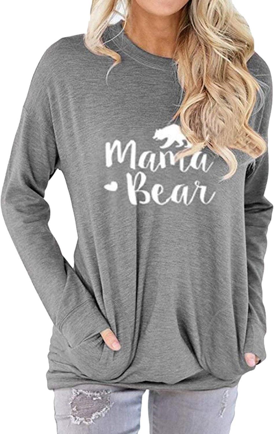 Nlife Mama Bear Mothers Day Shirt for Gifts Moms Graphic Tees with Sayings Womens Tshirts Tops