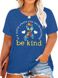 Plus Size Autism Awareness Shirts for Women Be Kind Kindness Tees Awareness Ribbon Support Tops