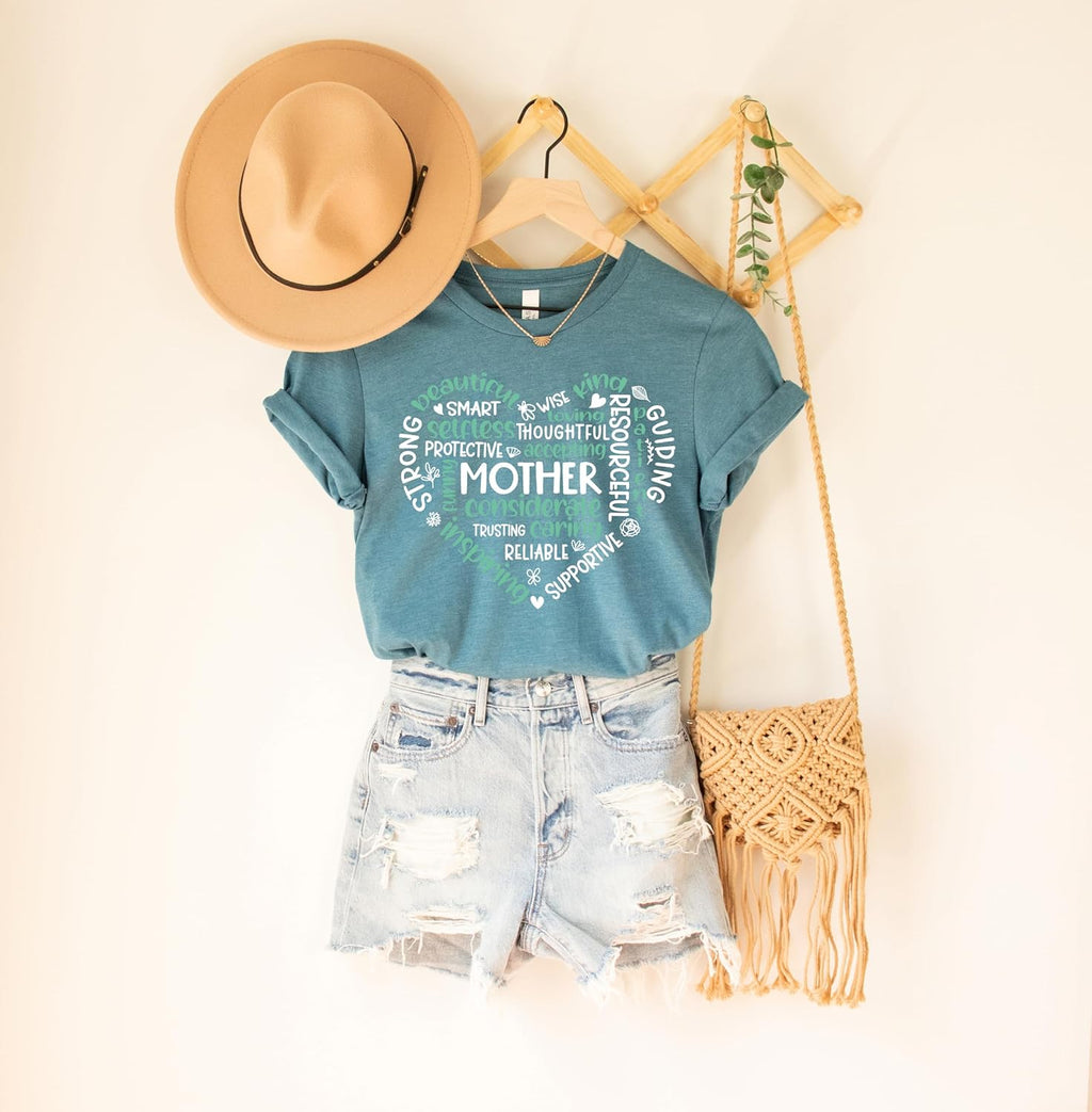Mother Heart Shirt, Mothers Day Shirt, Gift For Mom, Mom Shirt, Mama Shirt, Mom Life Shirt, Heart Shirt, Gift For Her, Mother word cloud Tee Mother Shirt
