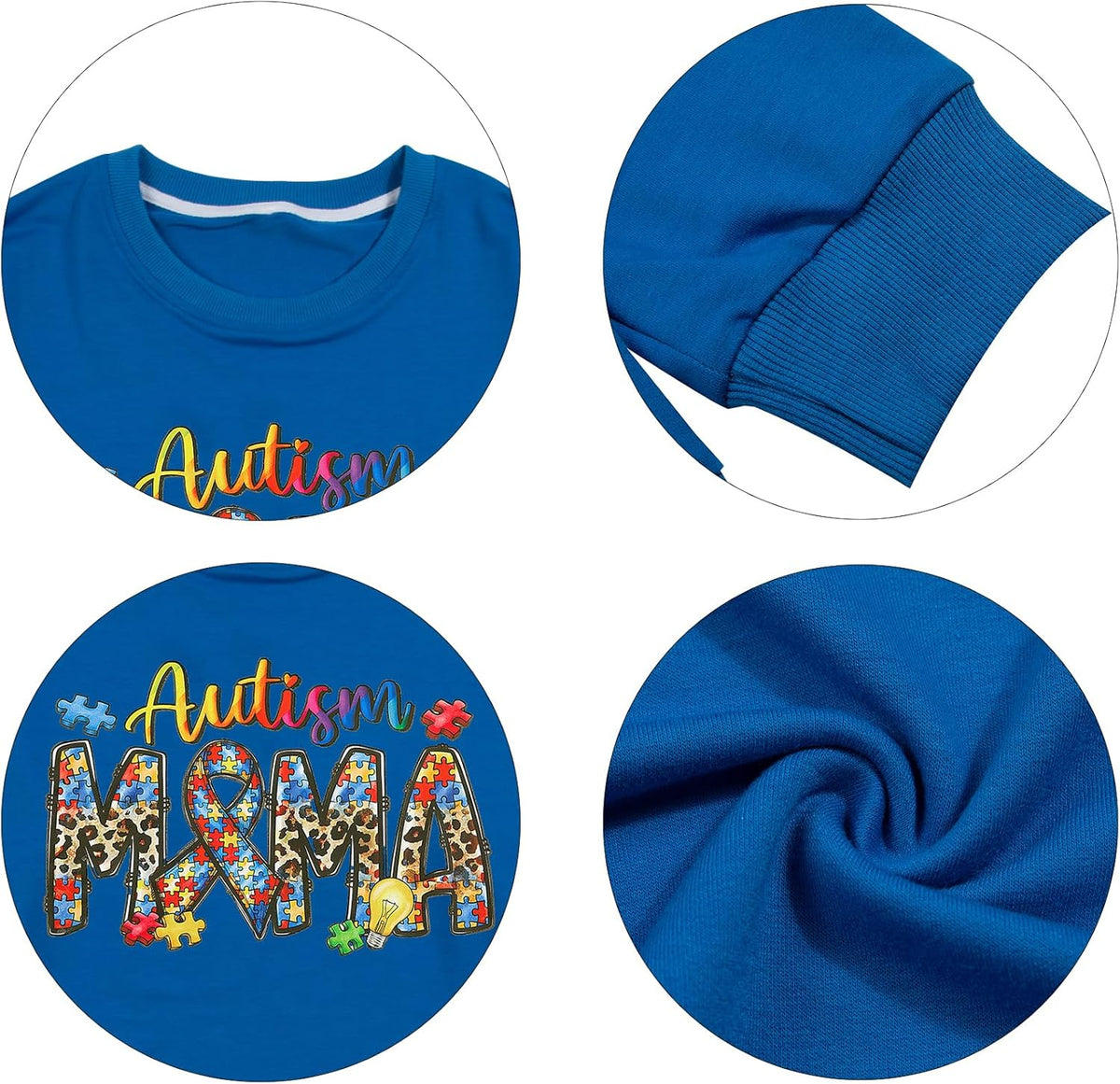 FLOYU Autism Mama Sweatshirt Autism Awareness - Shirt Women Autism Acceptance Tops Autism Puzzle Clothes