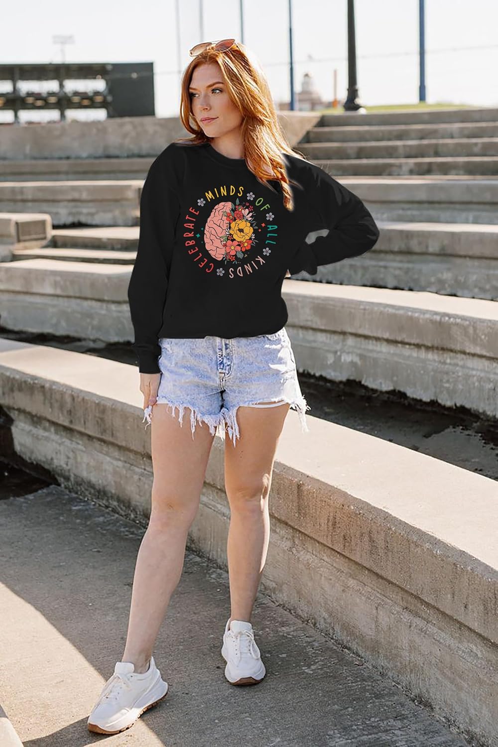 MNLYBABY Women Autism Awareness Sweatshirt Autistic Support Lightweight Shirt Special Education Teacher Autism Mom Tops