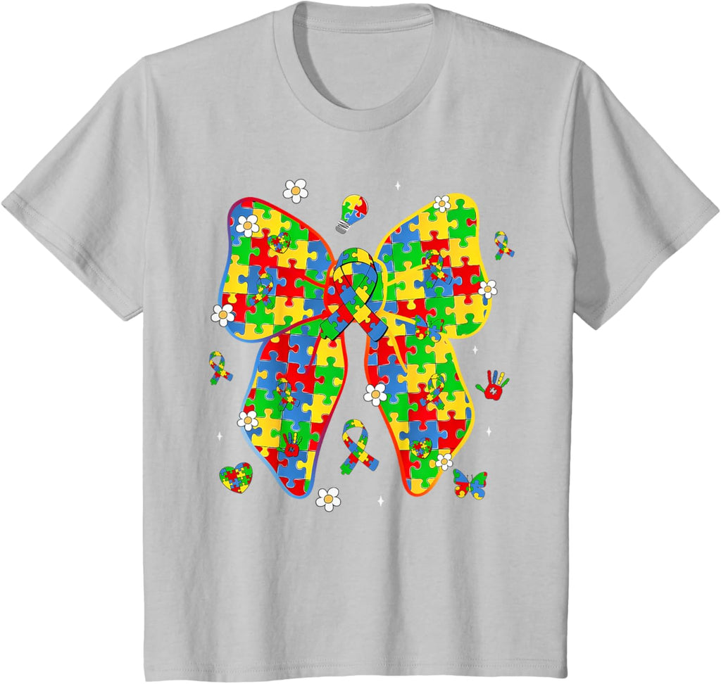 Autism Awareness Coquette Bow Puzzle Bow Women Kids Girl Boy