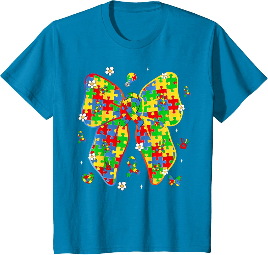 Autism Awareness Coquette Bow Puzzle Bow Women Kids Girl Boy