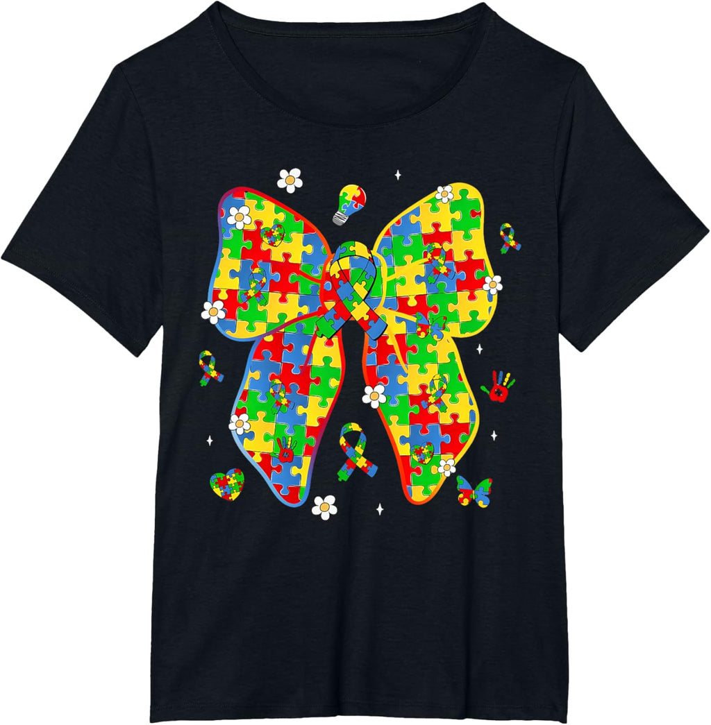 Autism Awareness Coquette Bow Puzzle Bow Women Kids Girl Boy