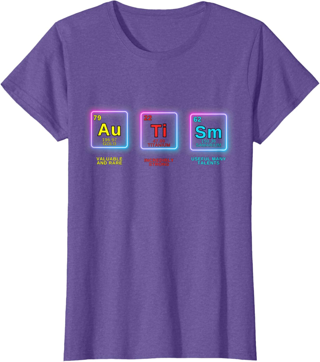 Autism Awareness Kids Women Men Elements Periodic Table ASD