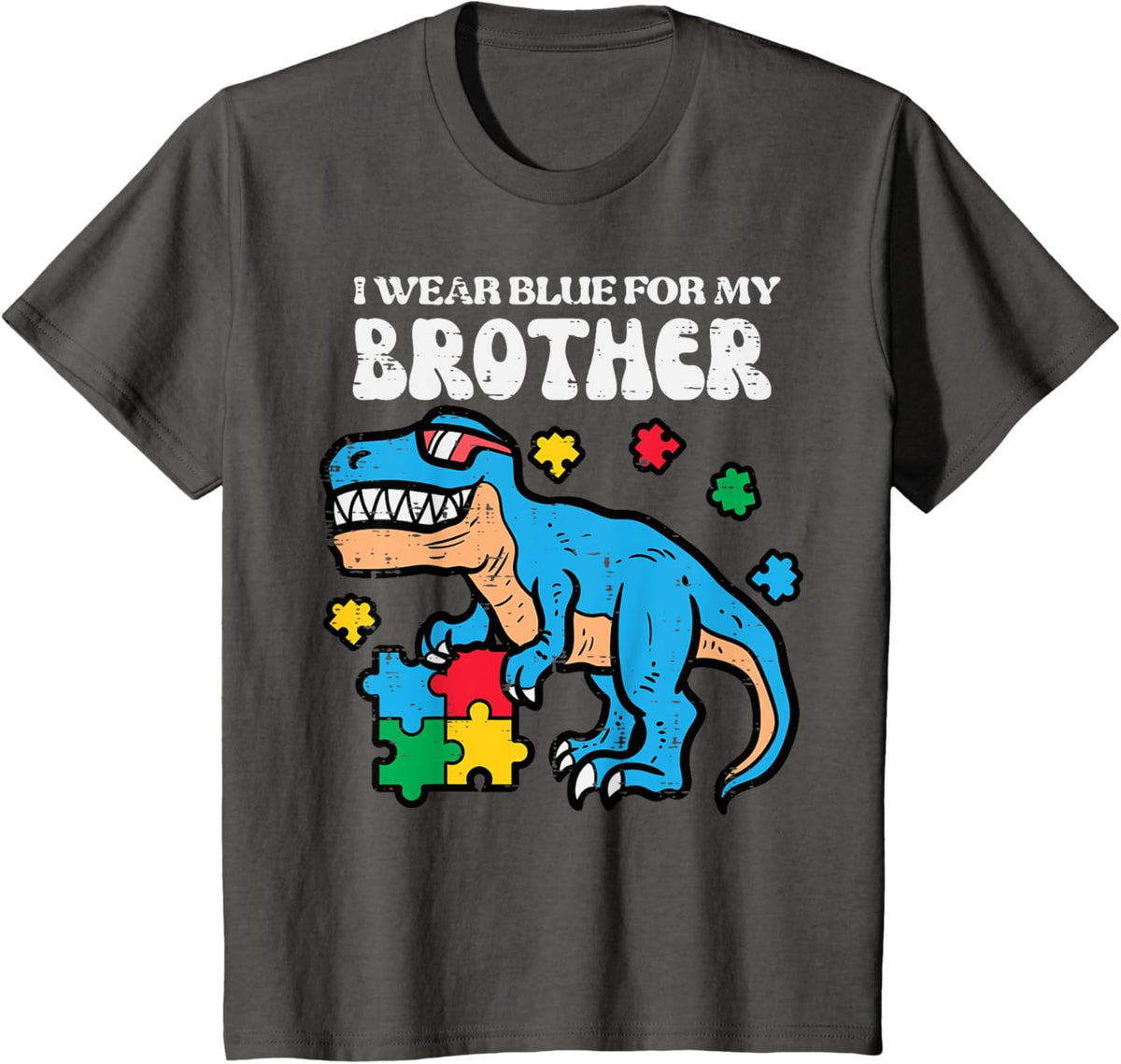 Kids Autism Awareness Blue For My Brother Trex Toddler Boys Kids