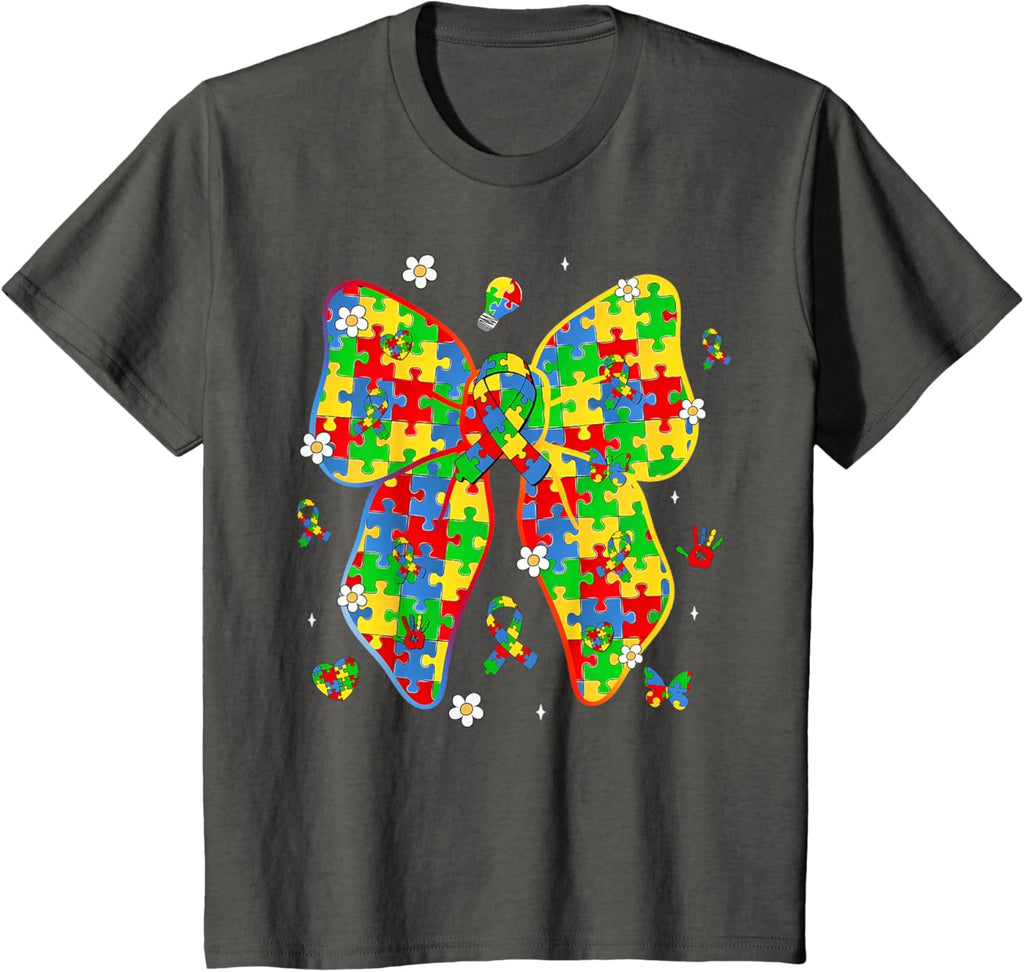 Autism Awareness Coquette Bow Puzzle Bow Women Kids Girl Boy