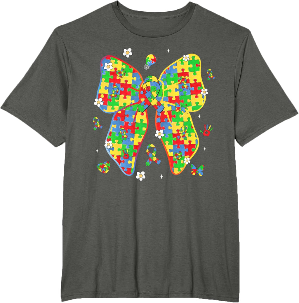 Autism Awareness Coquette Bow Puzzle Bow Women Kids Girl Boy