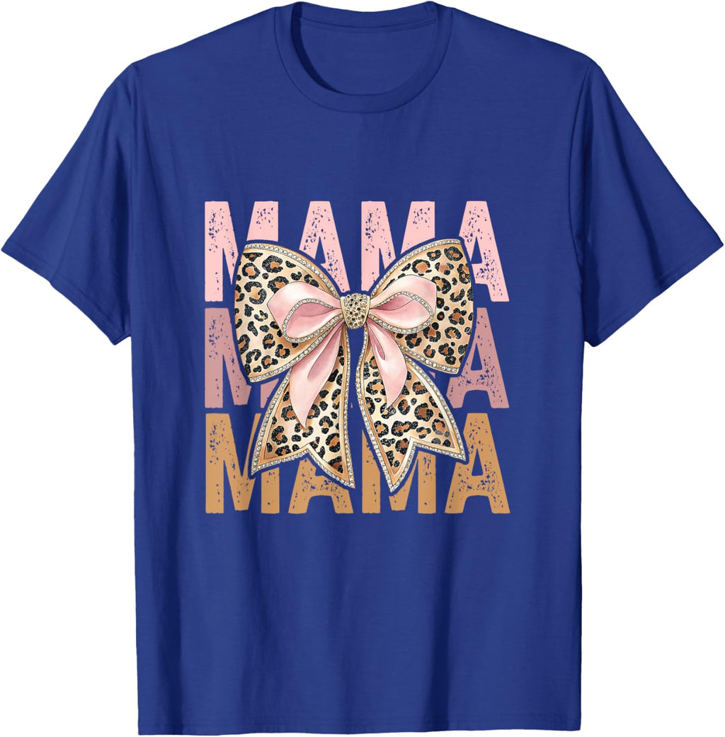 Retro Leopard Mama,Cute Mom Retro Coquette Bow Mother's Day