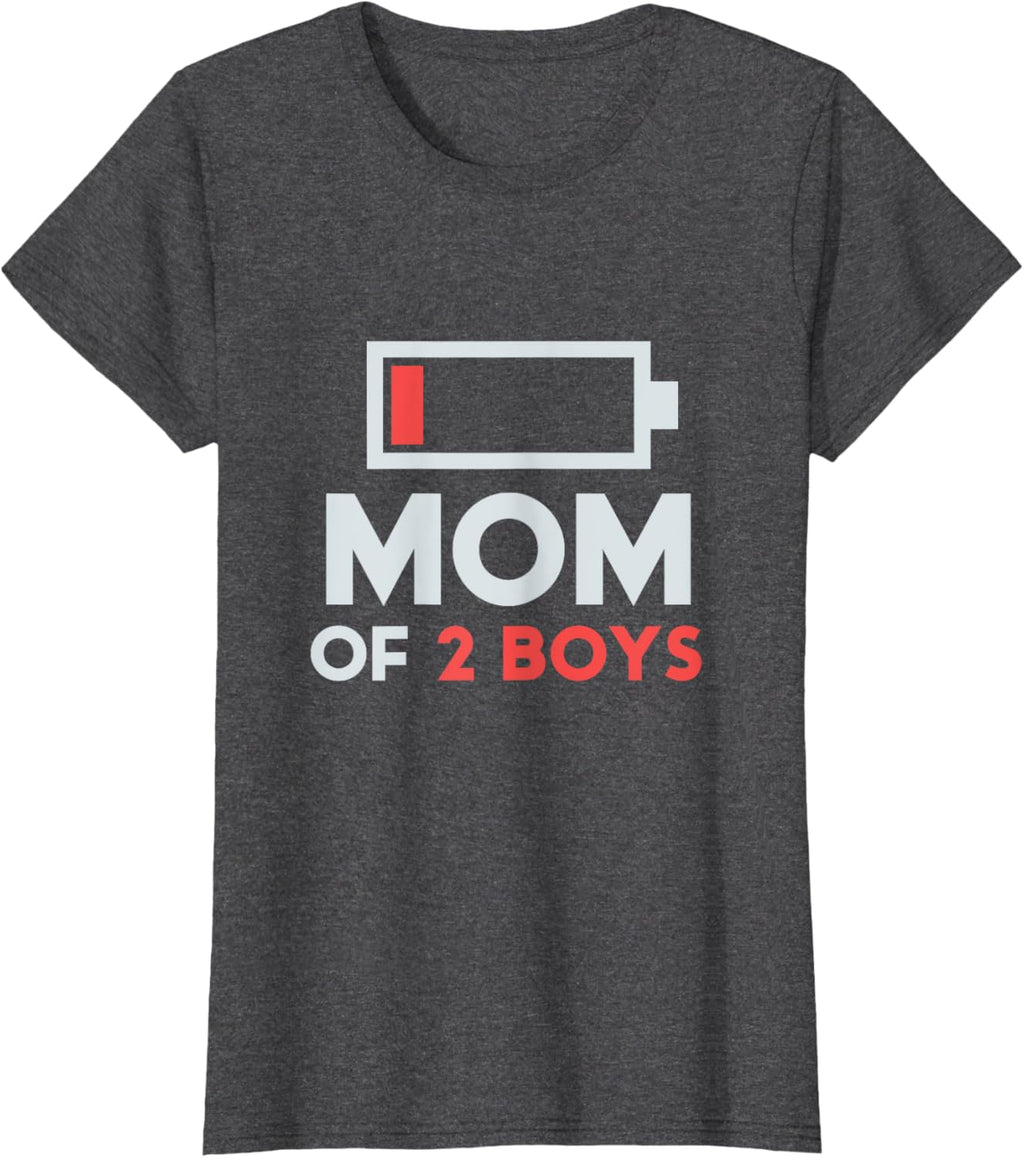 Mom of 2 Boys Gift from Son Mothers Day Birthday Women Mother Shirt