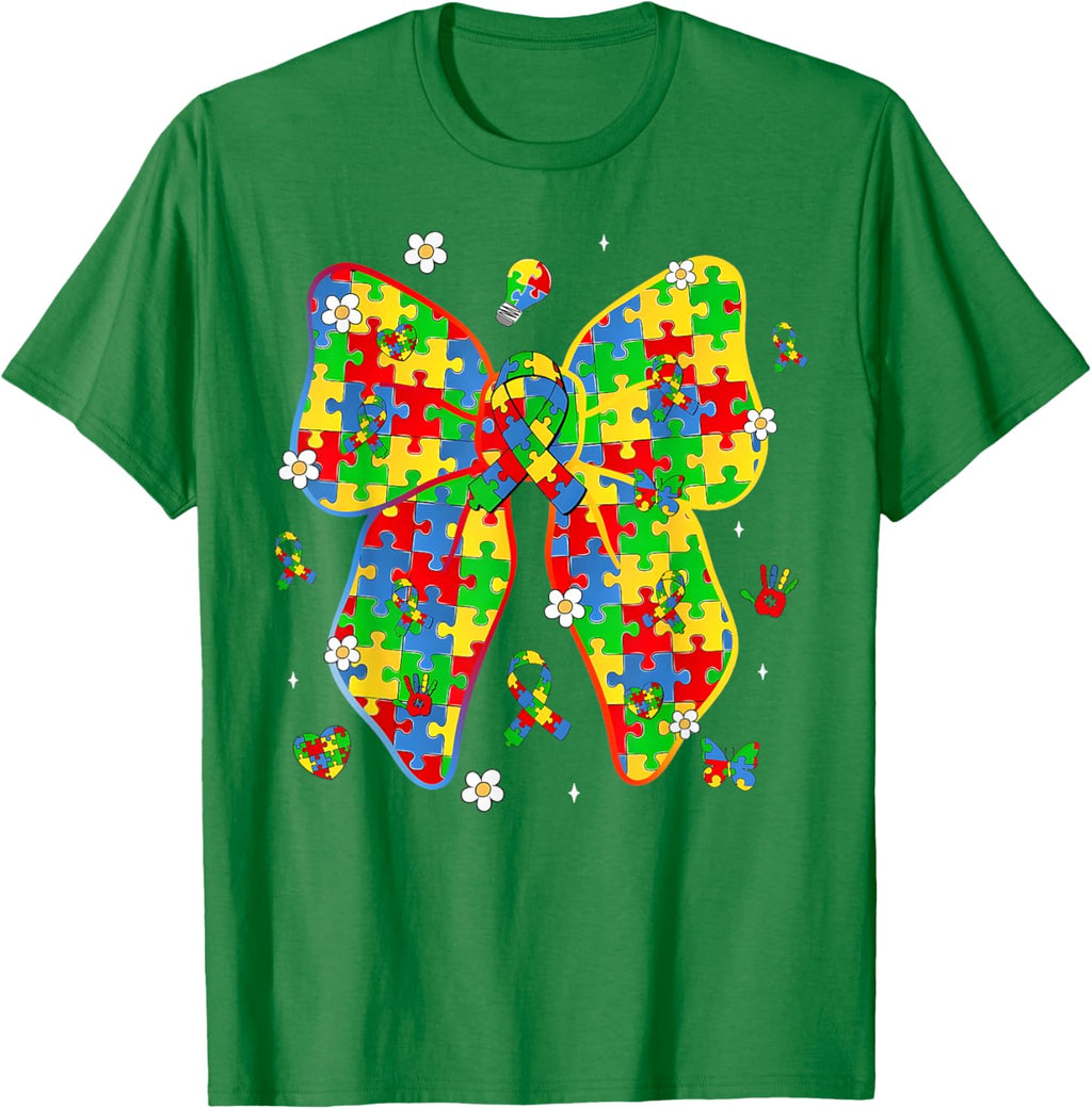 Autism Awareness Coquette Bow Puzzle Bow Women Kids Girl Boy