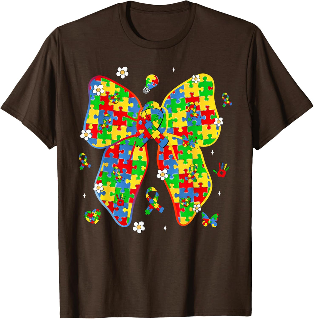 Autism Awareness Coquette Bow Puzzle Bow Women Kids Girl Boy