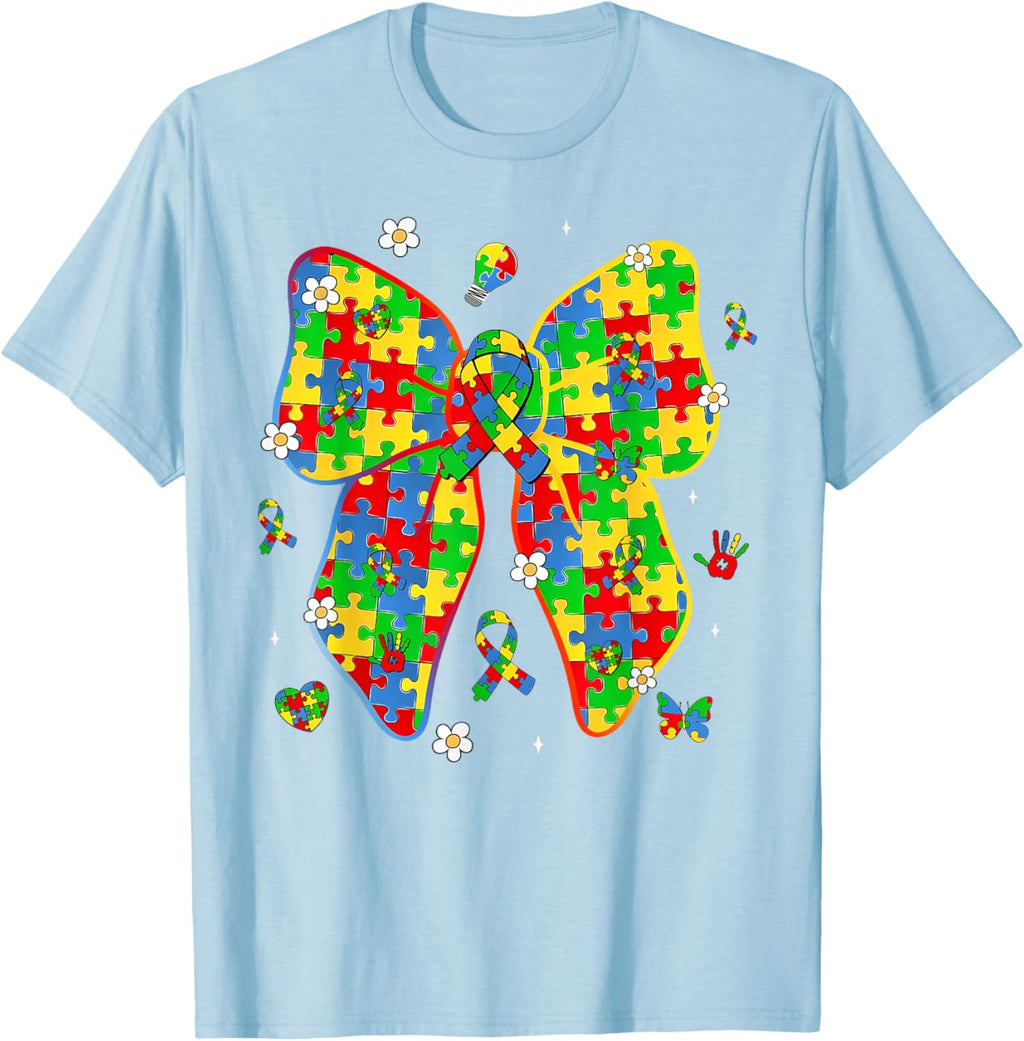 Autism Awareness Coquette Bow Puzzle Bow Women Kids Girl Boy