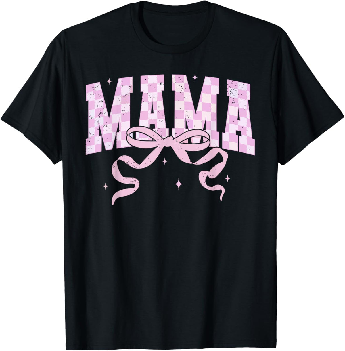 Retro Checkered Mama Coquette Mother's Day Pink Bow