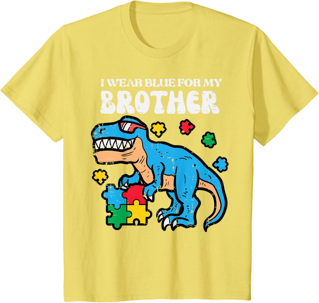 Kids Autism Awareness Blue For My Brother Trex Toddler Boys Kids