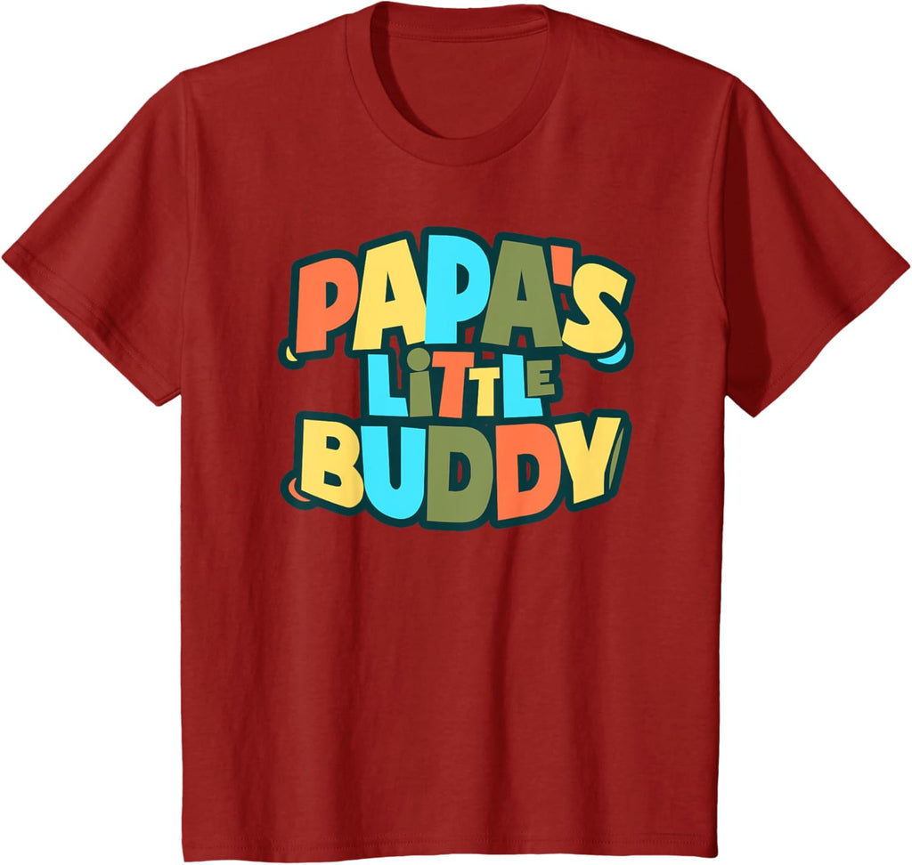 Kids Papa's Little Buddy Shirt Cute Toddlers Fathers Day Outfit