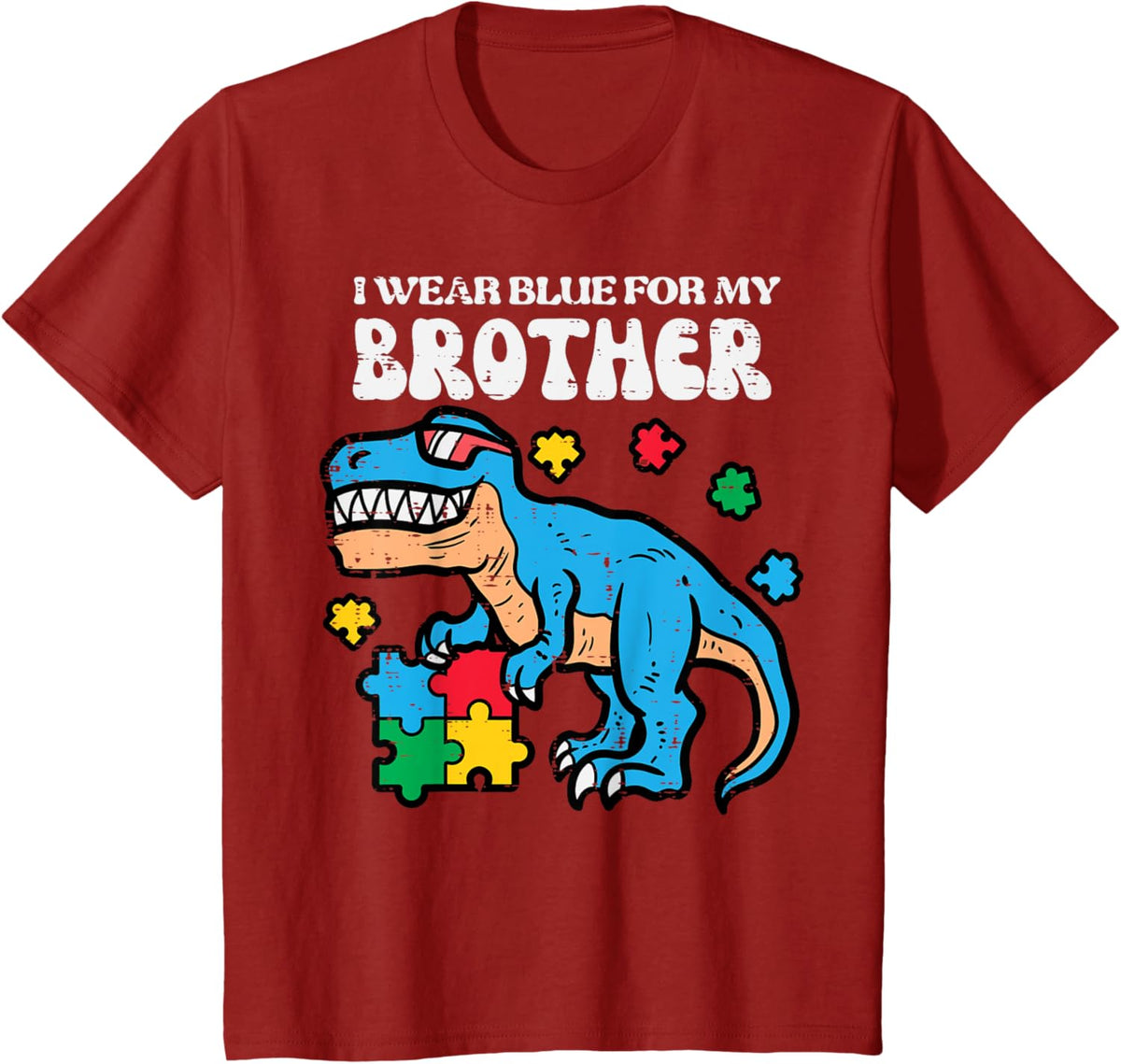 Kids Autism Awareness Blue For My Brother Trex Toddler Boys Kids